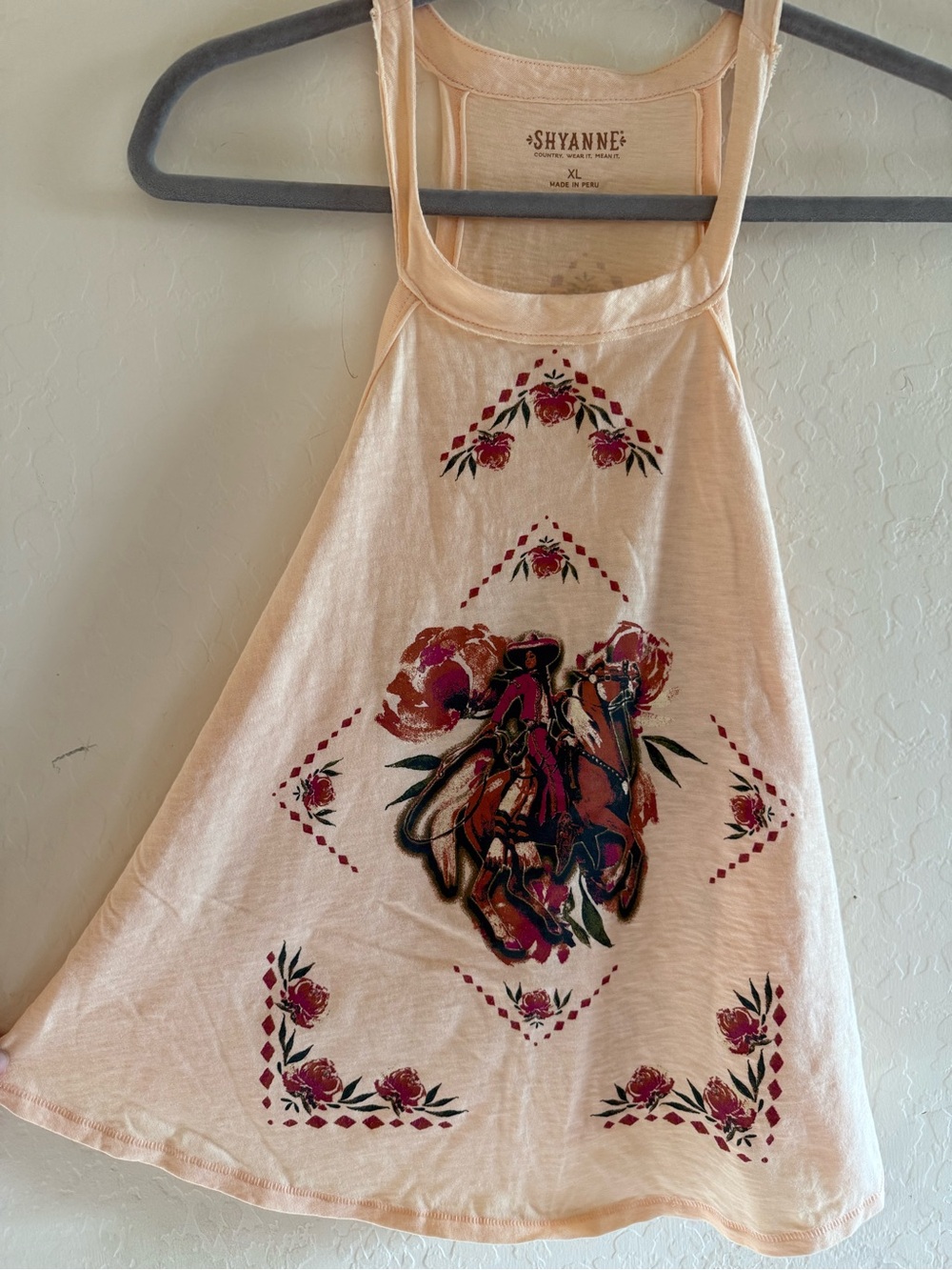 Shyanne, XL, 100% cotton, Vaquera Floral Graphic Halter Top